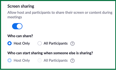 Zoom: Only Allow Hosts to Share their Screen